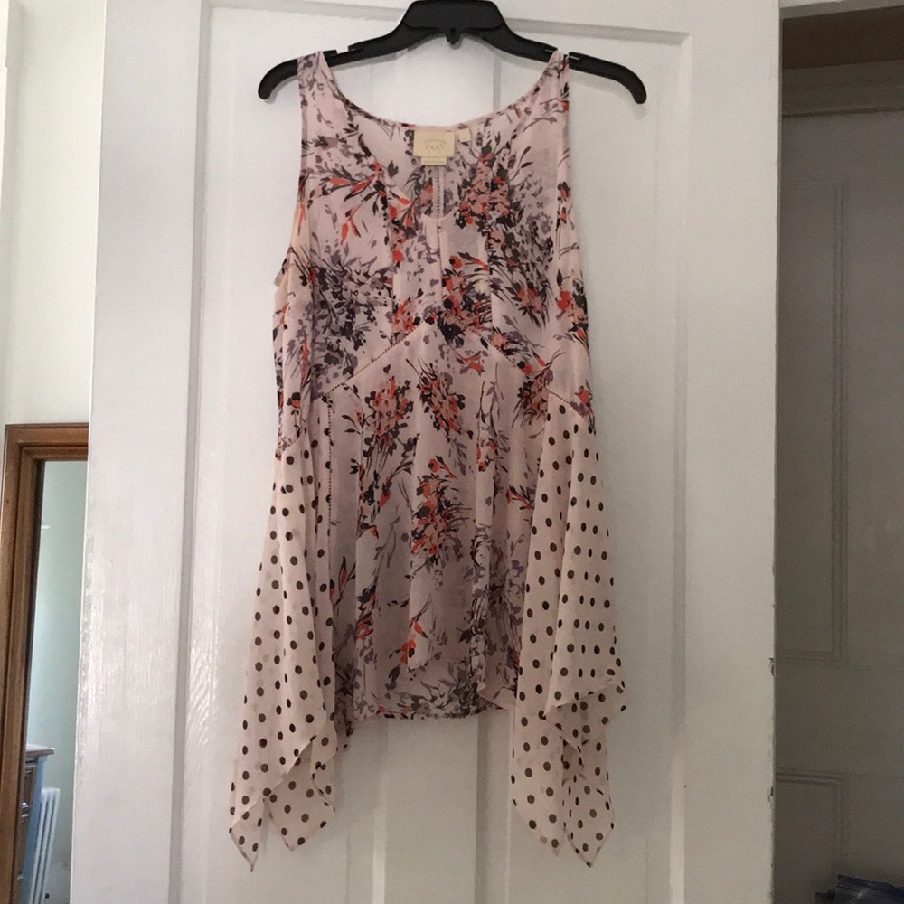 Anthropologie Floral Hankerchief Blouse